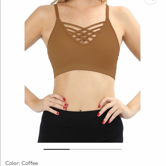 Plus SZ Seamless Coffee/LT Brown Triple Cross Bralette  NWT - Picture 3 of 7